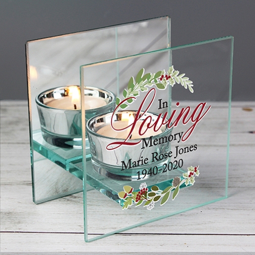 Personalised In Loving Christmas Mirrored Candle Holder Delivery UK