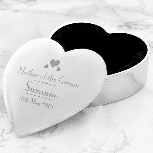 Personalised Decorative Wedding Mother of the Groom Heart Trinket Box