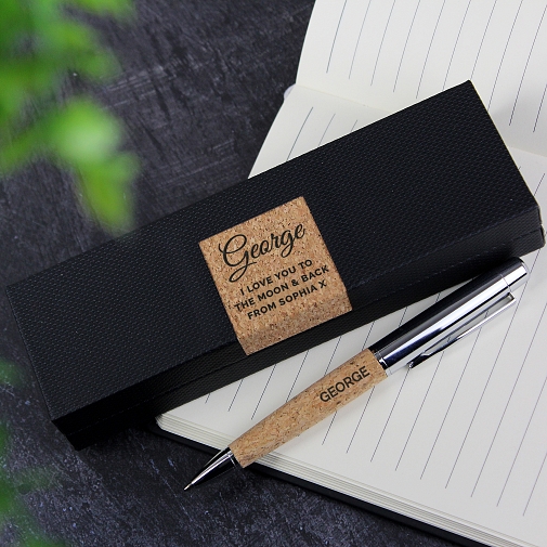 Personalised Free Text Cork Pen Set