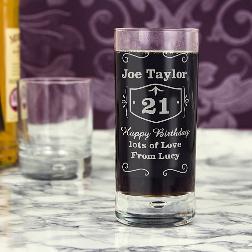 Personalised Classic Whisky Hi Ball Bubble Glass