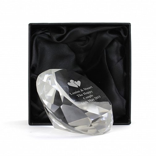 Personalised Heart Motif Diamond Paperweight