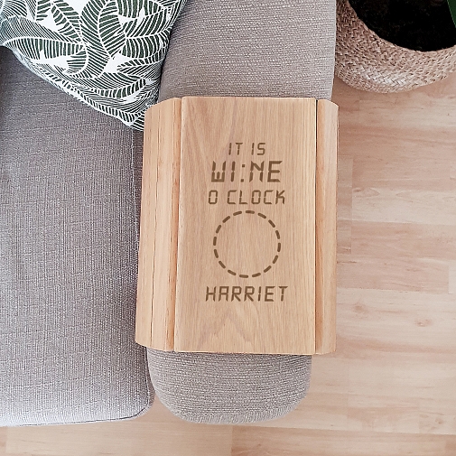 Personalised Its Wine O'Clock Wooden Sofa Tray