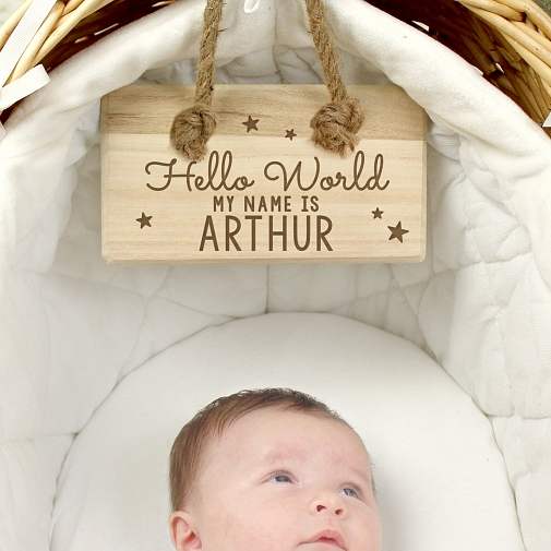 Personalised Hello World Wooden Sign