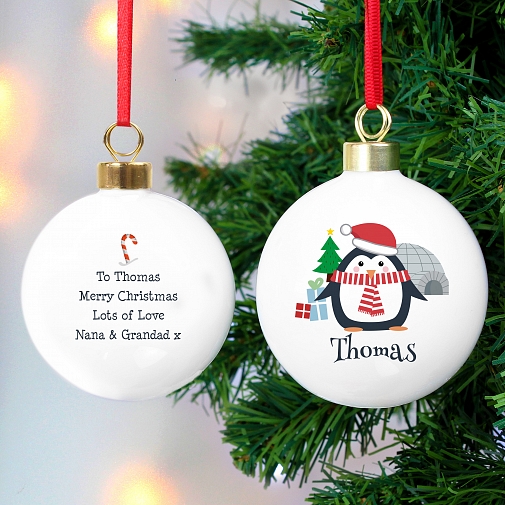 Personalised Christmas Penguin Bauble