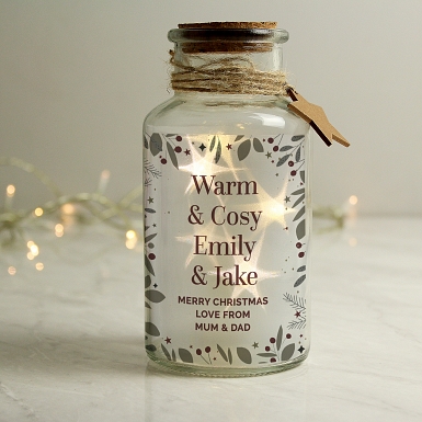 Personalised Festive Christmas LED Glass Jar