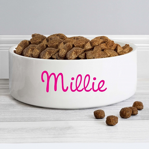 Personalised Pink Name 14cm Medium Pet Bowl