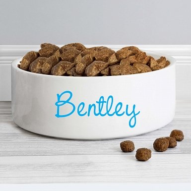 Personalised Blue Name 14cm Medium Pet Bowl