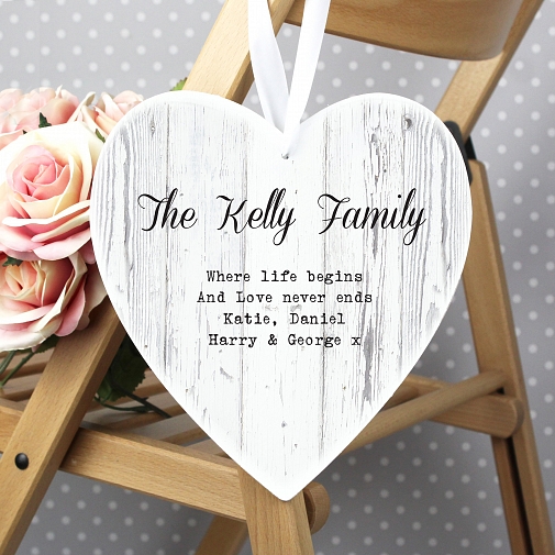 Personalised Rustic Large Wooden Heart Decoration UK [United Kingdom]