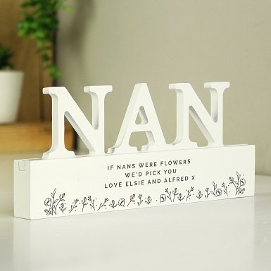 Personalised Floral Wooden Nan Ornament