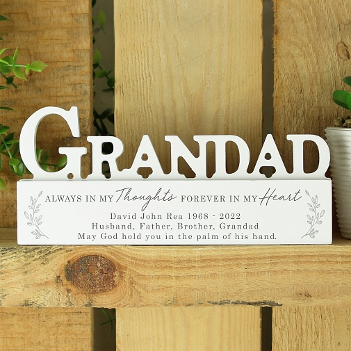 Personalised In Loving Memory Wooden Grandad Ornament