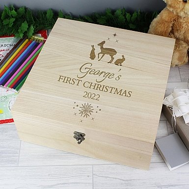 Personalised Christmas Large Wooden Keepsake Box